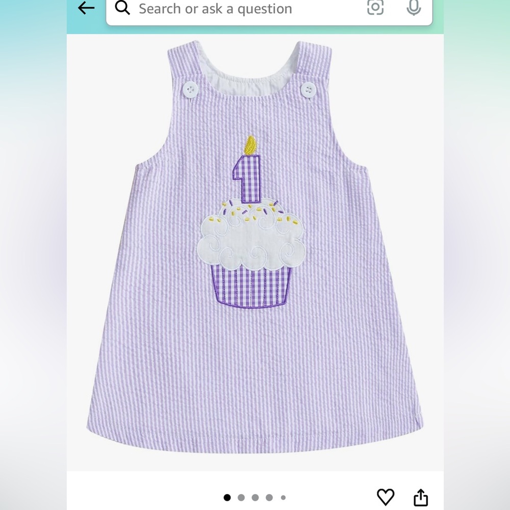 One cupcake birthday dress purple